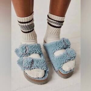 Birkenstock Papillio Arizona Big Buckle Shearling Teddy Slide Sandals Size 36 EU